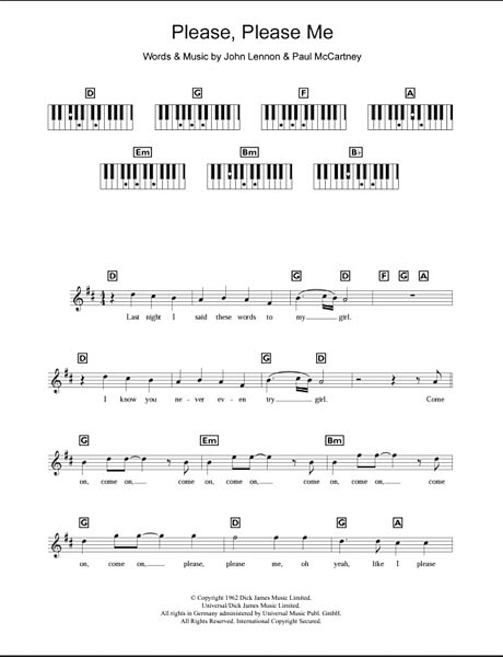 Please Please Me - Piano Chords/Lyrics, New, Main