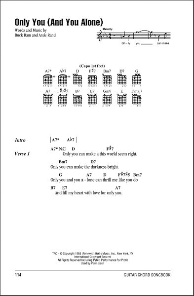 Only You (And You Alone) - Guitar Chords/Lyrics, New, Main