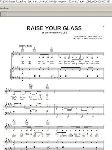 Raise Your Glass - Piano/Vocal/Guitar, New, Main