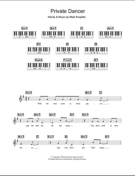 Private Dancer - Piano Chords/Lyrics, New, Main