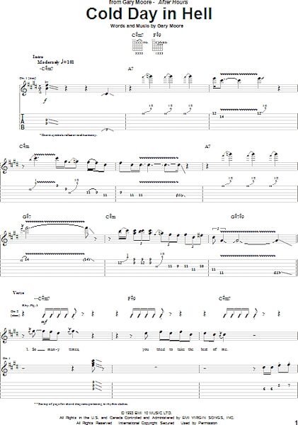 Cold Day In Hell - Guitar TAB, New, Main