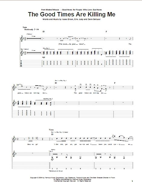 The Good Times Are Killing Me - Guitar TAB, New, Main