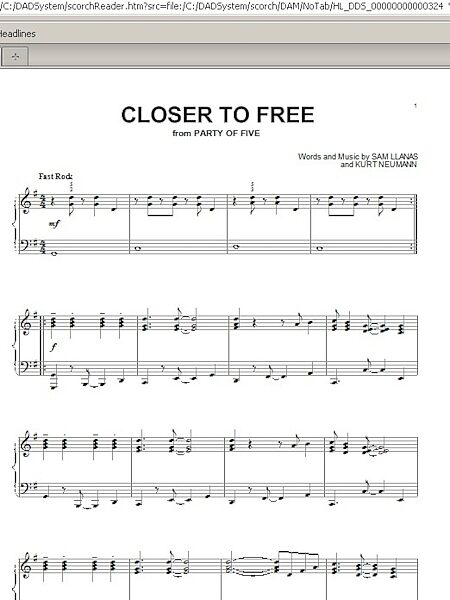 Closer To Free - Piano Solo, New, Main