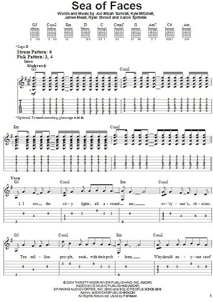 Sea Of Faces - Easy Guitar with TAB, New, Main