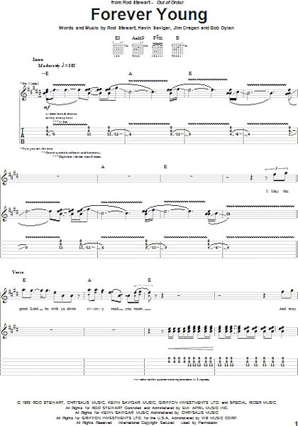 Forever Young - Guitar TAB, New, Main