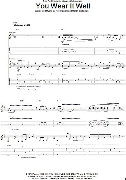 You Wear It Well - Guitar TAB, New, Main