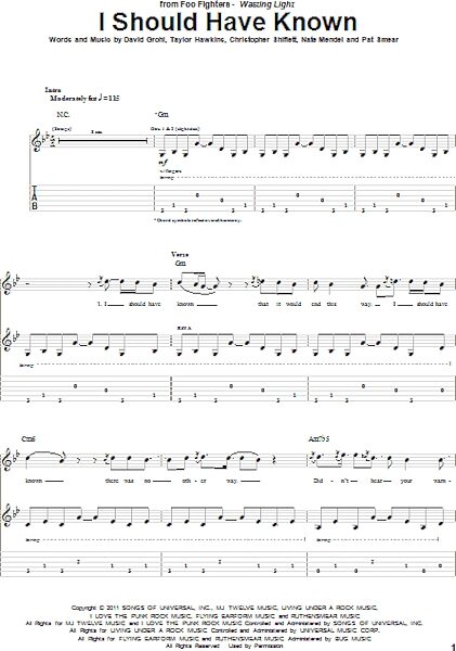 I Should Have Known - Guitar TAB, New, Main