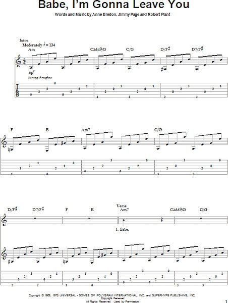 Babe, I'm Gonna Leave You - Guitar Tab Play-Along, New, Main