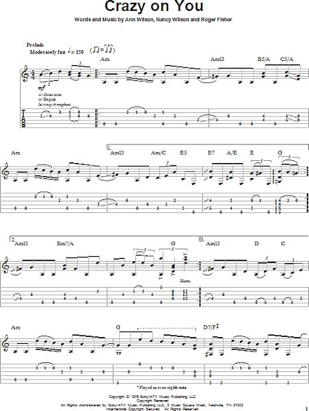 Crazy On You - Guitar Tab Play-Along, New, Main