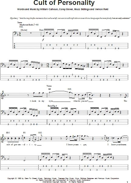 Cult Of Personality - Bass Tab, New, Main