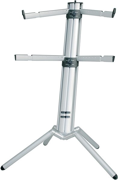 K&M Spider Pro Double-Tier Keyboard Stand, Silver, Silver