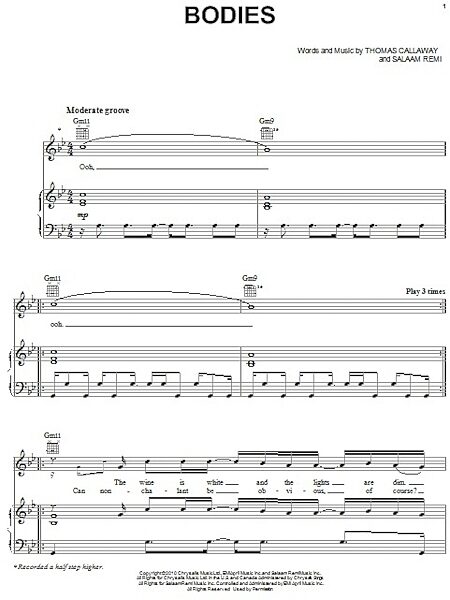 Bodies - Piano/Vocal/Guitar, New, Main