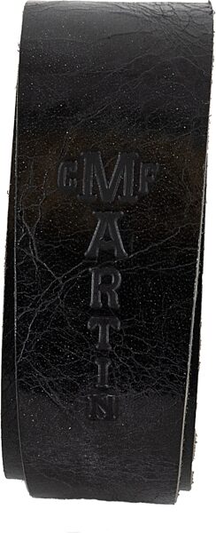 Martin 18A0064 CF Martin Logo Leather Guitar Strap, Black, Detail Front