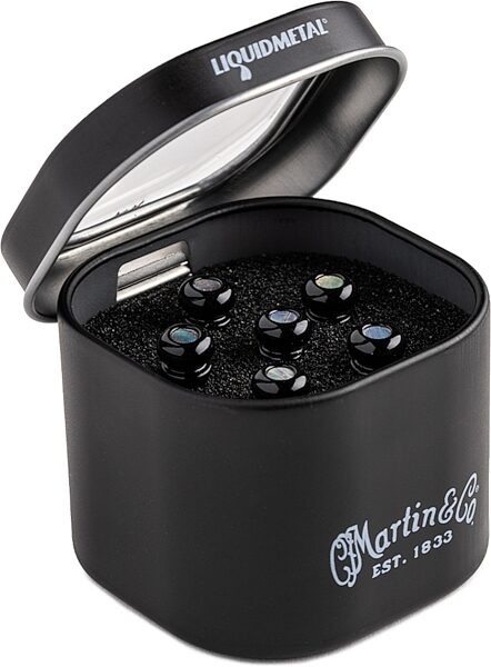 Martin Luxe Liquidmetal Bridge Pin Set, Gloss Black with Pearl, Main