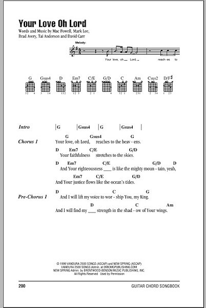 Your Love Oh Lord - Guitar Chords/Lyrics, New, Main