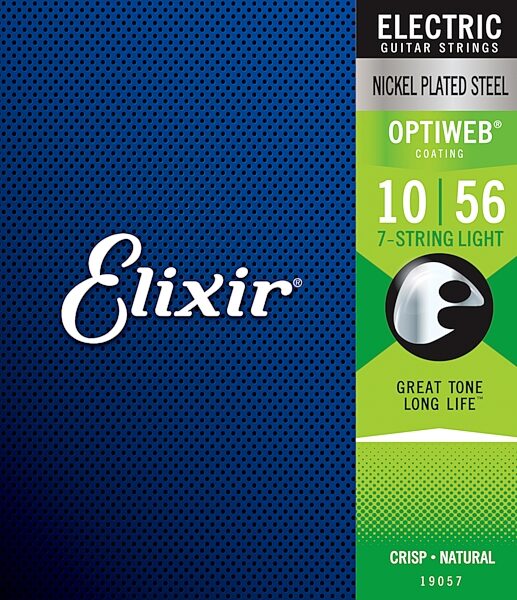 Elixir Optiweb 7-String Electric Guitar Strings, 10-56, Light, Action Position Back