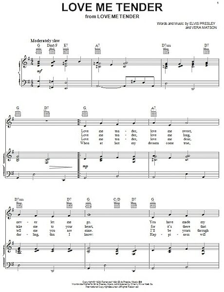 Love Me Tender - Piano/Vocal/Guitar, New, Main