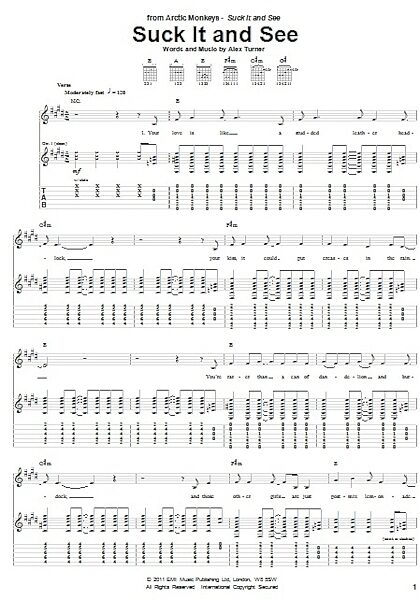 Suck It And See - Guitar TAB, New, Main
