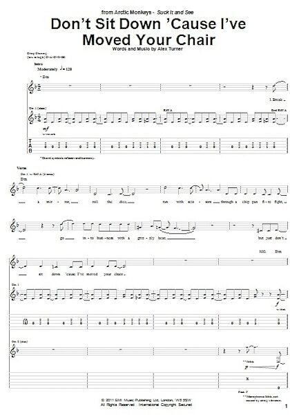 Don't Sit Down 'Cause I've Moved Your Chair - Guitar TAB, New, Main