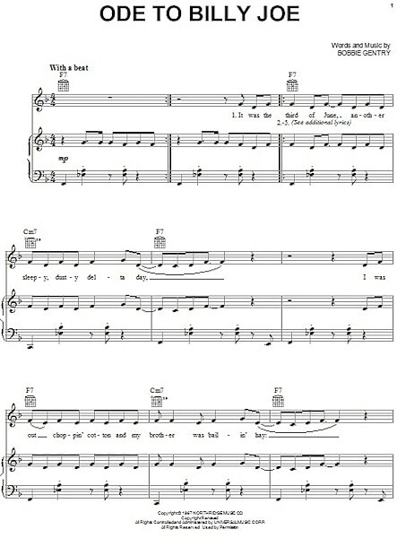 Ode To Billy Joe - Piano/Vocal/Guitar, New, Main