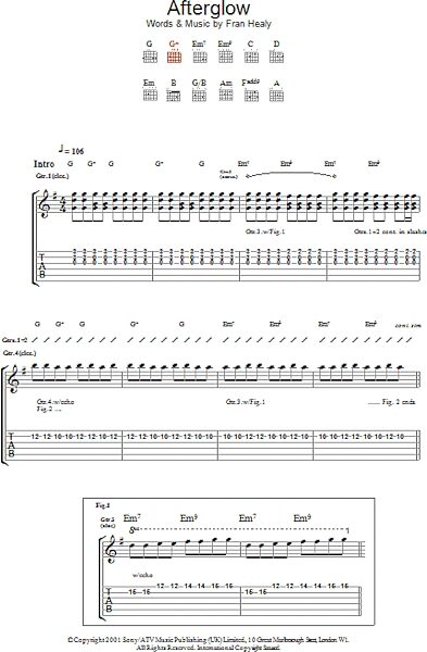 Afterglow - Guitar TAB, New, Main
