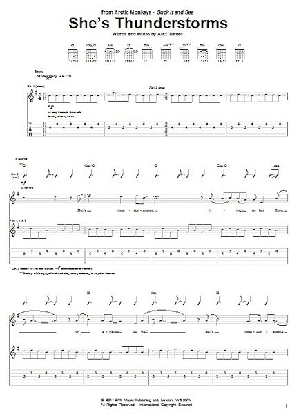 She's Thunderstorms - Guitar TAB, New, Main