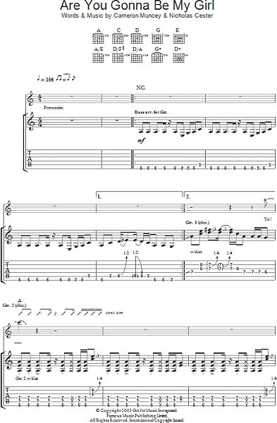 Are You Gonna Be My Girl - Guitar TAB, New, Main