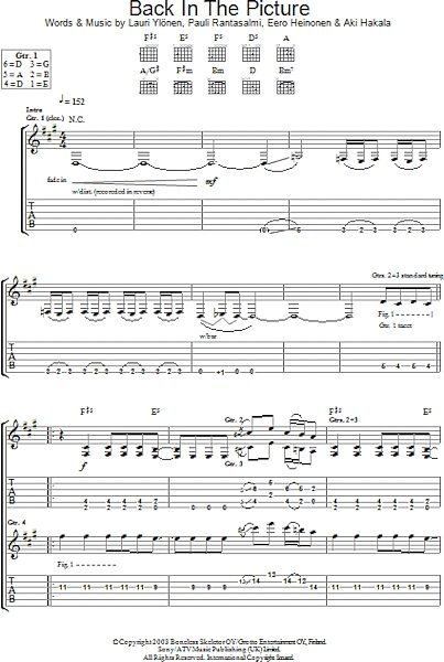 Back In The Picture - Guitar TAB, New, Main