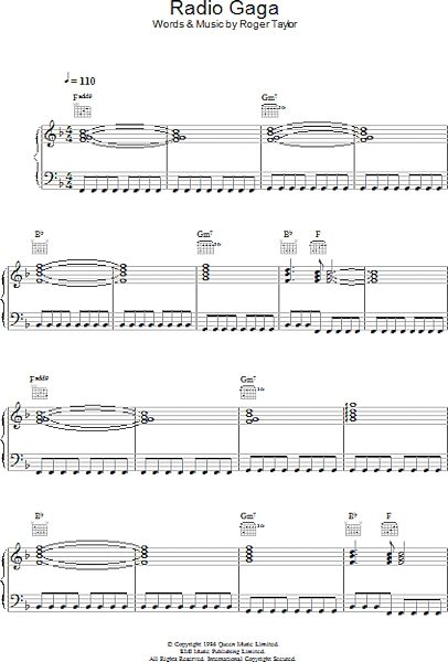 Radio Gaga - Piano/Vocal/Guitar, New, Main