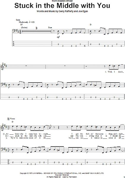 Stuck In The Middle With You - Bass Tab, New, Main