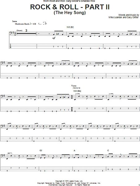 Rock & Roll - Part II (The Hey Song) - Bass Tab, New, Main