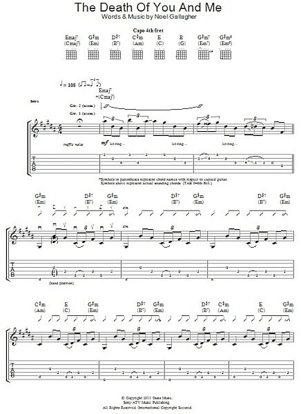 The Death Of You And Me - Guitar TAB, New, Main