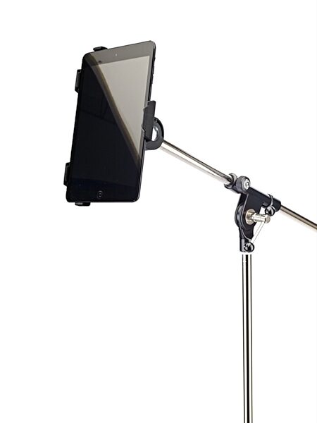 K&M 19713 iPad Mini Microphone Stand Holder, In Use 1
