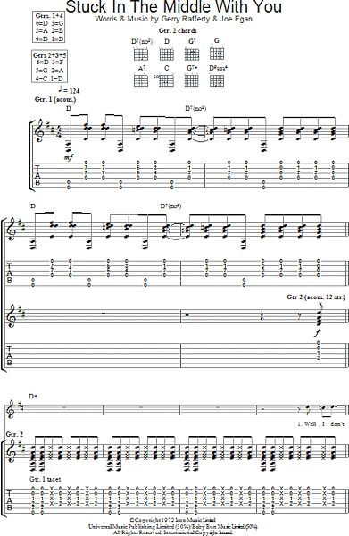 Stuck In The Middle With You - Guitar TAB, New, Main