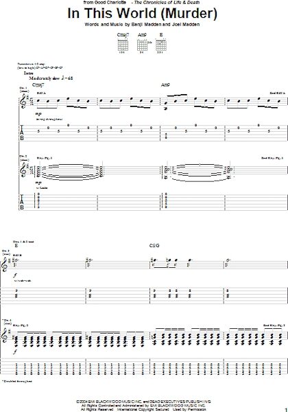 In This World (Murder) - Guitar TAB, New, Main