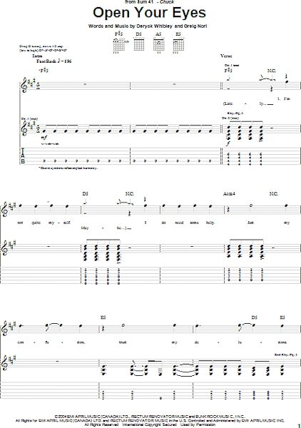 Open Your Eyes - Guitar TAB, New, Main