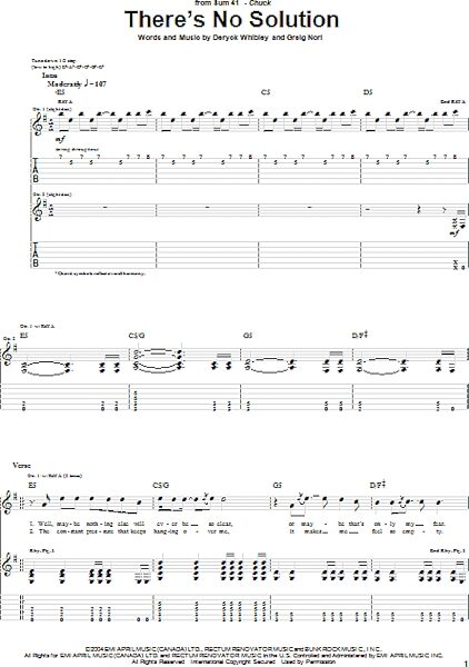 There's No Solution - Guitar TAB, New, Main
