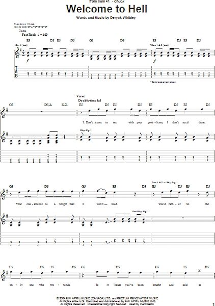Welcome To Hell - Guitar TAB, New, Main