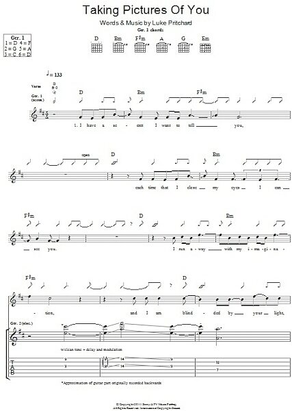 Taking Pictures Of You - Guitar TAB, New, Main