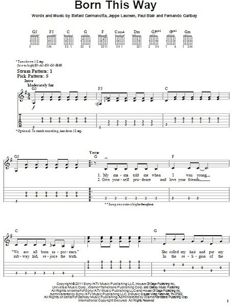 Born This Way - Easy Guitar with TAB, New, Main