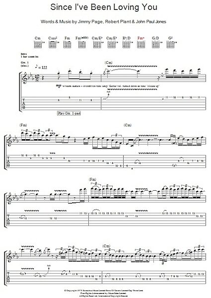 Since I've Been Loving You - Guitar TAB, New, Main
