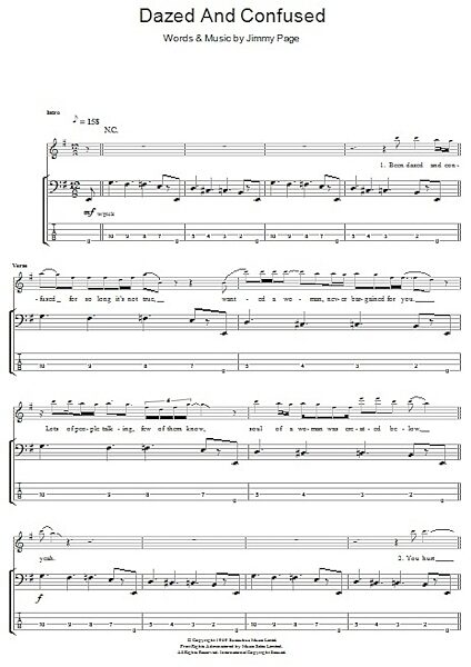Dazed And Confused - Bass Tab, New, Main