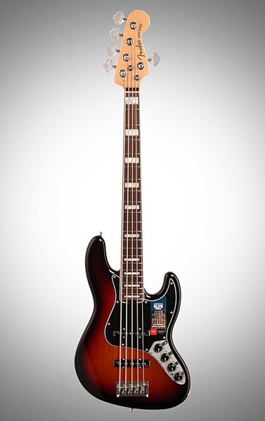 Fender American Elite V Jazz Bass, 5-String (Rosewood, with Case), Full Straight Front