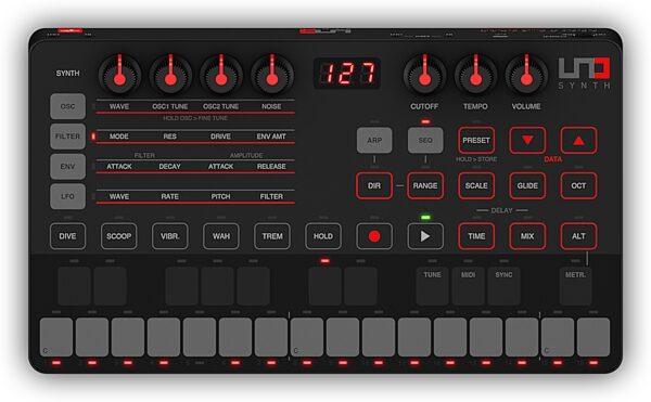 IK Multimedia UNO Synth Portable Analog Monophonic Synthesizer, Action Position Control Panel