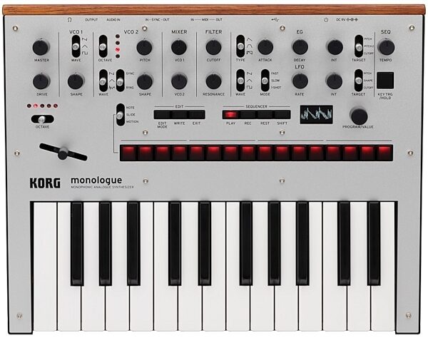 Korg Monologue Analog Keyboard Synthesizer, 25-Key, Silver, Silver