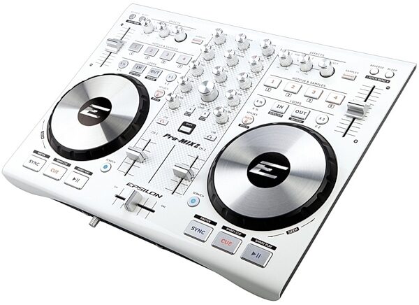 Epsilon Pro-Mix2 DJ Controller and Audio Interface, White - Angle