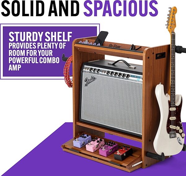 On-Stage GWS5000 Guitar Workstation, Rosewood, Angled Front