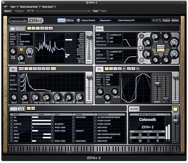Cakewalk Z3TA Plus 2 Software Synthesizer, Screenshot 4