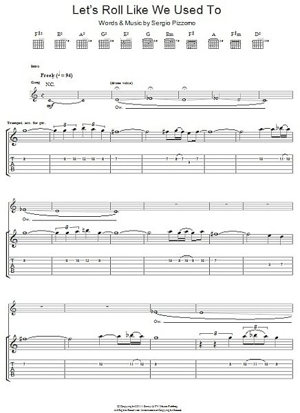 Let's Roll Just Like We Used To - Guitar TAB, New, Main