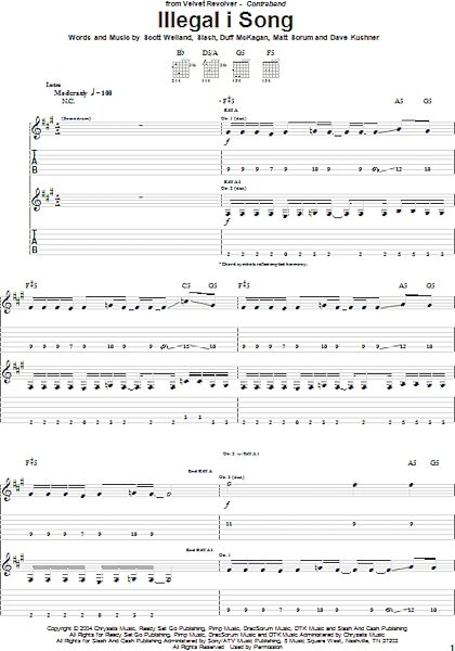 Illegal I Song - Guitar TAB, New, Main